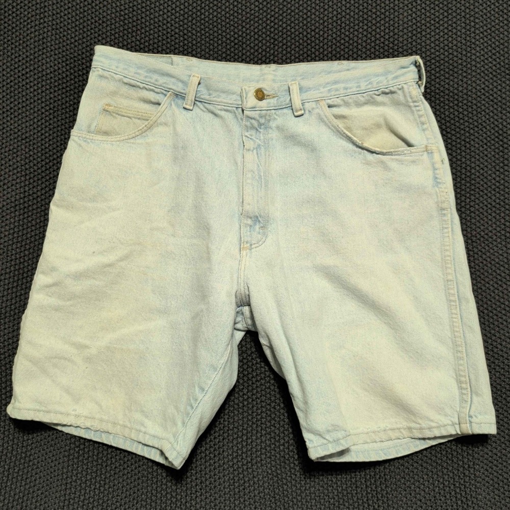 Wrangler Denim Shorts Mens 34 Light Blue Authentic Jeans Light Wash Relaxed Fit